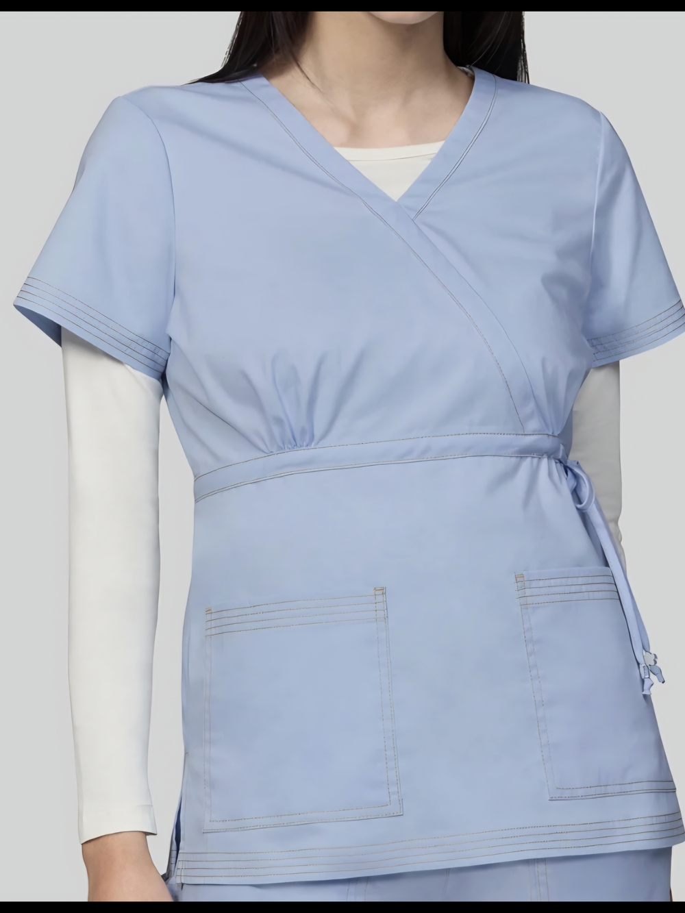 KOI Kathelyn Collection Light Blue Wrap Scrub Top